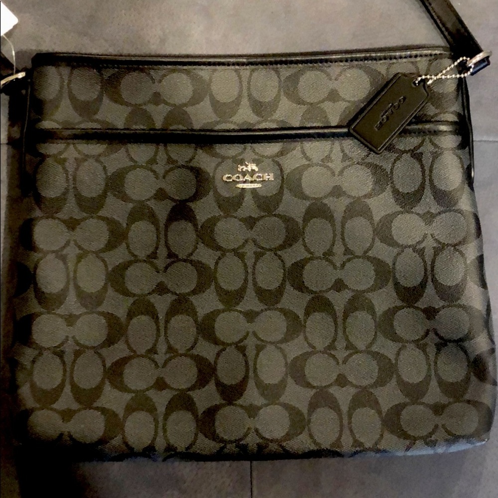 NWT Coach Signature File Crossbody Black/Smoke